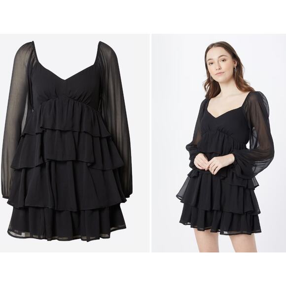 Abercrombie & Fitch Dress Womens XSP Mini Long Sleeve Ruffle Tiered Romantic - Picture 1 of 14